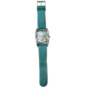 Guess Water Resistant Leather Band Womens Watch Teal Silver Y2K Needs Battery